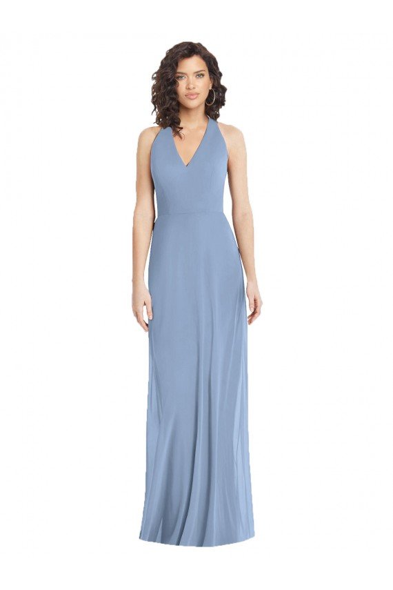 Cheapest V-Neck Halter Back Straps Chiffon Formal Bridesmaid Dress UK
