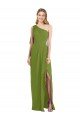 Cheapest One Shoulder Chiffon Bridesmaid Dress with Draped Front Slit UK