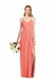 Cheapest Spaghetti Strap Draped Skirt Chiffon Bridesmaid Dress with Front Slit UK