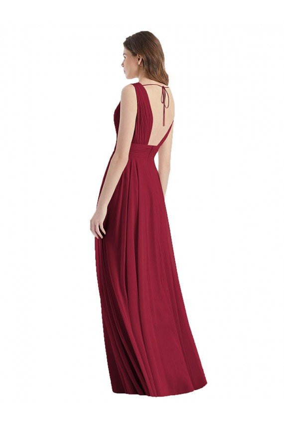 Cheapest Plunge Deep V-Neckline Low Back Chiffon Bridesmaid Ress UK
