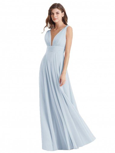 Cheapest Plunge Deep V-Neckline Low Back Chiffon Bridesmaid Ress UK