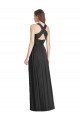Cheapest Full Length V-Neck Chiffon Bridesmaid Dress with Wide Criss Cross Straps UK