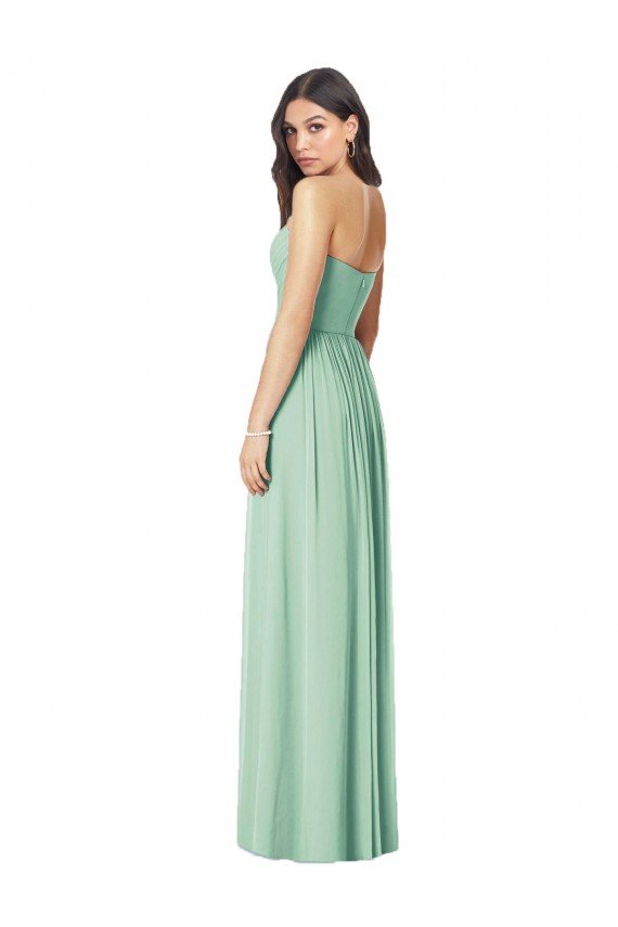 Cheapest Draped Sweetheart Strapless Long Chiffon Bridesmaid Dress UK