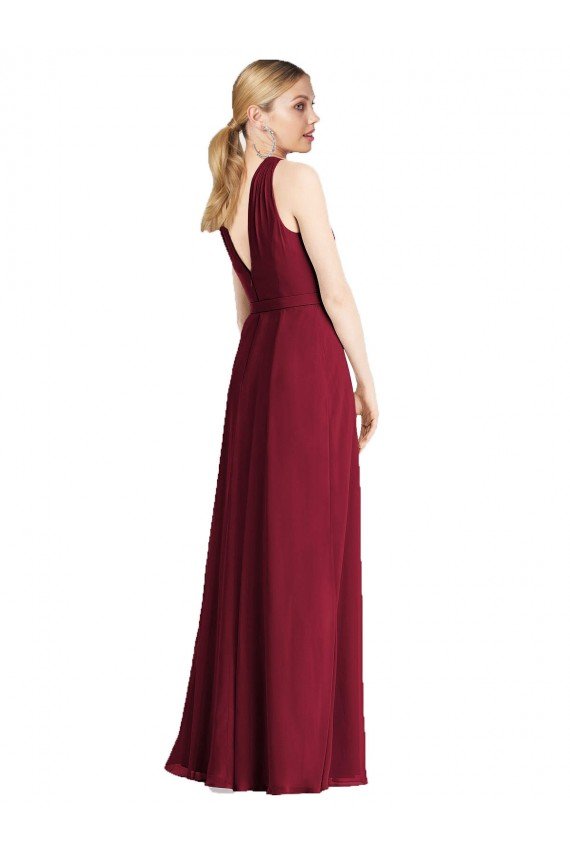 Cheapest Plunging V-Back Long Full Length Chiffon Bridesmaid Dress UK