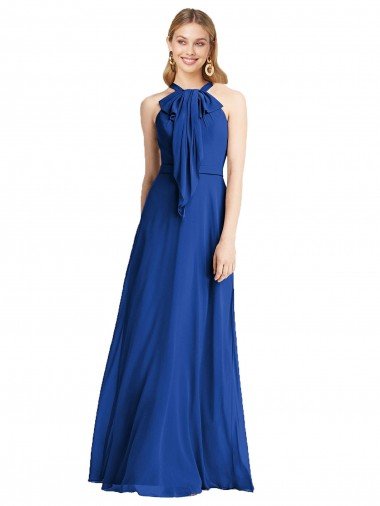 Cheapest Plunging V-Back Long Full Length Chiffon Bridesmaid Dress UK