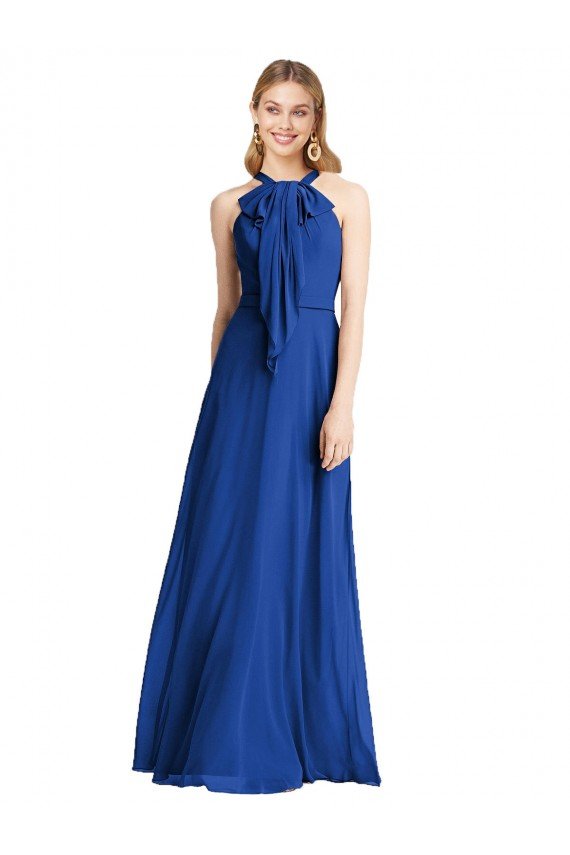 Cheapest Plunging V-Back Long Full Length Chiffon Bridesmaid Dress UK