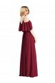 Cheapest Spaghetti Straps V-Neck Chiffon Bridesmaid Dress with Sash Tie UK