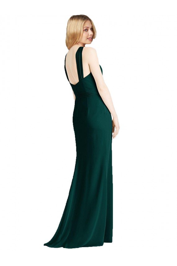 Cheapest Sleek Full-Length Twist Halter Chiffon Bridesmaid Dress UK