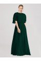 Cheapest Full-Length Flutter Sleeves Plunging V Back Chiffon Bridesmaid Dress UK
