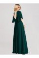 Cheapest Full-Length Flutter Sleeves Plunging V Back Chiffon Bridesmaid Dress UK