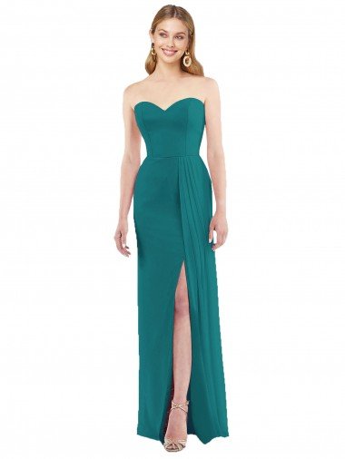 Cheapest Sweetheart Neckline Lux Chiffon Bridesmaid Dress with Side Slit UK