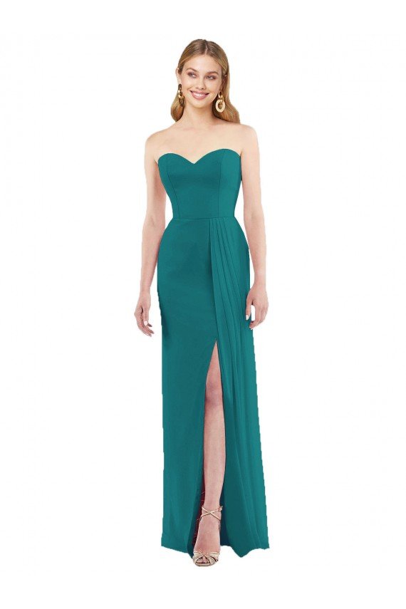 Cheapest Sweetheart Neckline Lux Chiffon Bridesmaid Dress with Side Slit UK