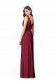 Cheapest Draped V-Neck Shirred Chiffon Maxi Bridesmaid Dress UK