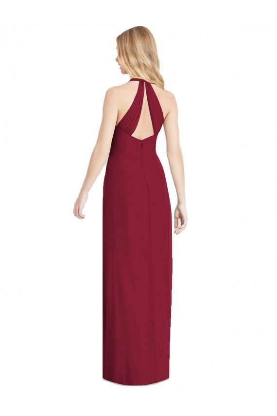 Cheapest V-Neck Halter Chiffon Maxi Formal Bridesmaid Dress Open Back UK