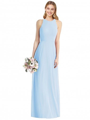 Cheapest Sleeveless Halter Chiffon Maxi Bridesmaid Dress UK