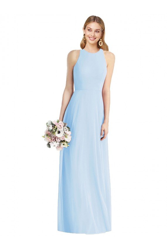 Cheapest Sleeveless Halter Chiffon Maxi Bridesmaid Dress UK