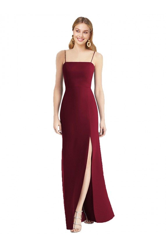 Cheapest Tie-Back Cutout Trumpet Chiffon Bridesmaid Dress with Front Slit UK