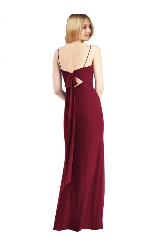 Cheapest Tie-Back Cutout Trumpet Chiffon Bridesmaid Dress with Front Slit UK