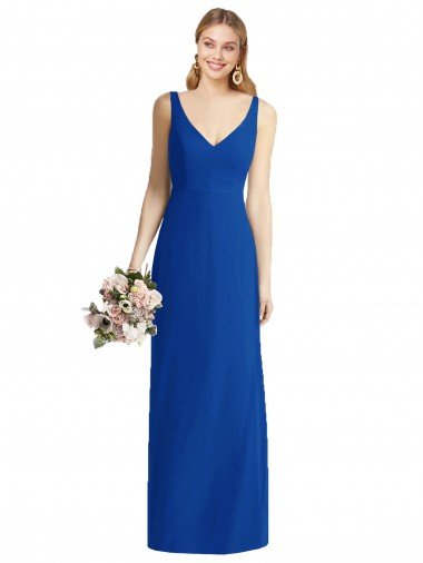 Cheapest Sleeveless V-Back Long Trumpet Chiffon Bridesmaid Dress UK