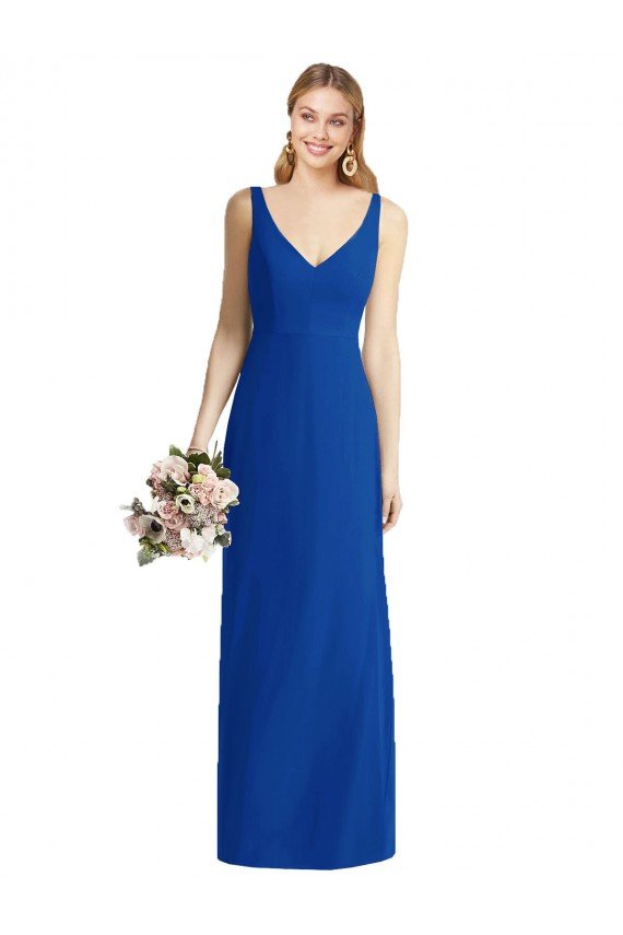 Cheapest Sleeveless V-Back Long Trumpet Chiffon Bridesmaid Dress UK
