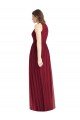 Cheapest Shirred Skirt Jewel Neck Halter Chiffon Bridesmaid Dress with Front Slit UK