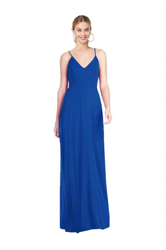 Cheapest Criss Cross Back A-Line Chiffon Maxi Bridesmaid Dress UK