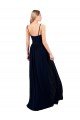 Cheapest Draped A-Line Chiffon Formal Bridesmaid Dress with Spaghetti Straps and High Slit UK