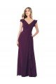 Cheapest Ruffle Cap Sleeves Long Chiffon Bridesmaid Dress UK