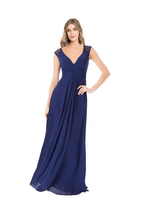 Cheapest Embroidered Keyhole Back Chiffon Bridesmaid Dress UK