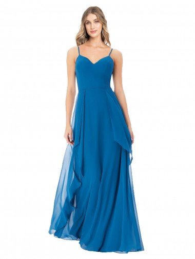 Cheapest Simple Sweetheart Chiffon Bridesmaid Dress with Cascading Overlay UK