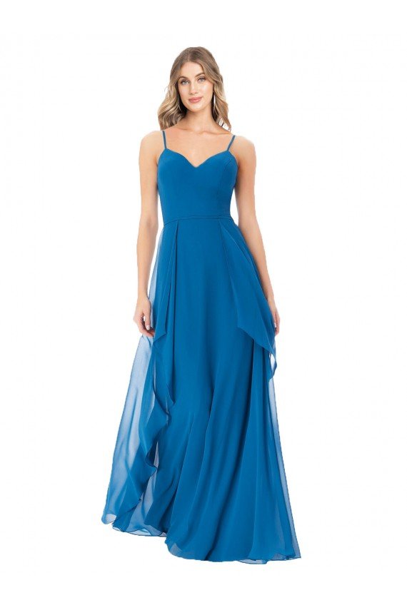 Cheapest Simple Sweetheart Chiffon Bridesmaid Dress with Cascading Overlay UK