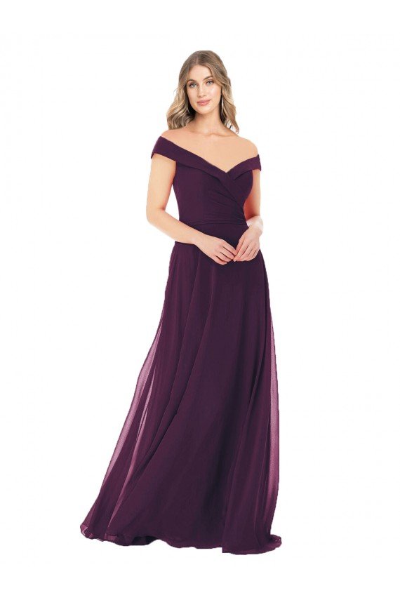 Cheapest Classic Off the Shoulder Draped Chiffon Bridesmaid Dress UK