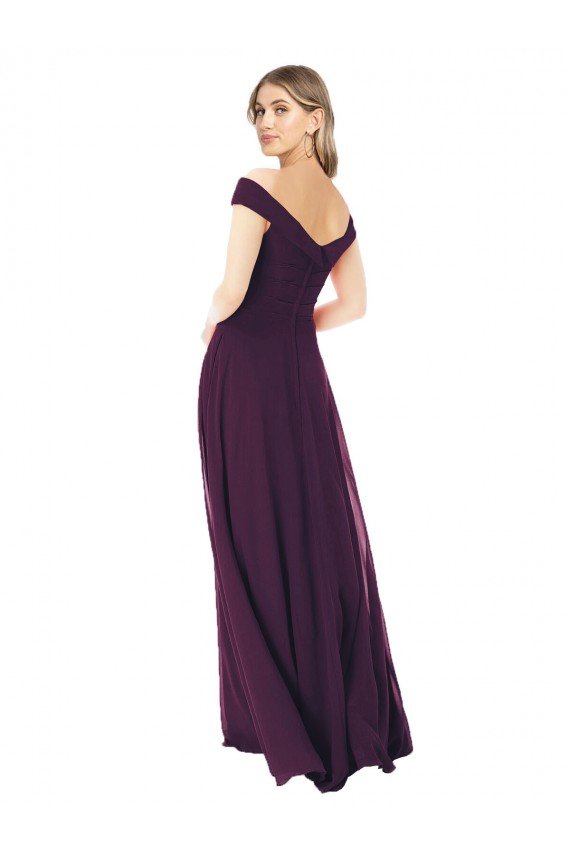 Cheapest Classic Off the Shoulder Draped Chiffon Bridesmaid Dress UK
