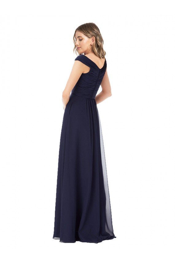 Cheapest Off the Shoulder Classic Chiffon Bridesmaid Dress with Draped Bodice UK