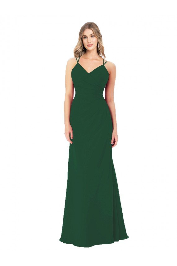 Cheapest Criss Cross Strappy Chiffon Bridesmaid Dress UK