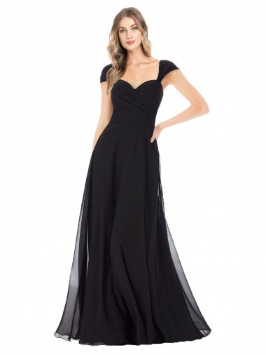 Cheapest Sweetheart Cap Sleeves Chiffon Bridesmaid Dress UK