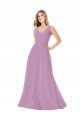 Cheapest Simple Chiffon V-Neck Bridesmaid Dress with Draped V-Back UK