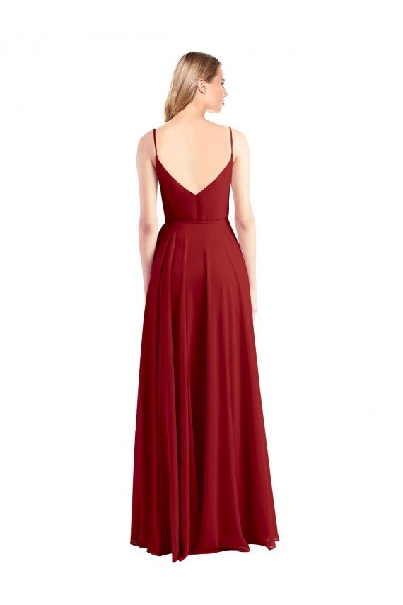 Cheapest A-Line Spaghetti Straps V-Neckline Chiffon Bridesmaid Dress Open Back UK