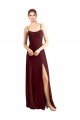 Cheapest Sleek Fit and Flare Long Scoop Neck Chiffon Bridesmaid Dress with High Side Slit UK