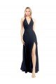 Cheapest Plunging V-Neckline Halter Chiffon Wrap Bridesmaid Dress / Prom Dress with High Slit UK
