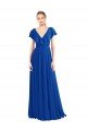 Cheapest V-Neck A-Line Flutter Sleeves Long Chiffon Wrap Style Bridesmaid Dress UK