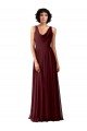 Cheapest Draped Cowl Neck Long Chiffon Bridesmaid Dress with Wide Straps UK