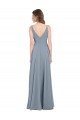 Cheapest Fitted V-Neckline Long Chiffon Bridesmaid Dress with V-Back UK