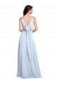Cheapest Long Floor Length V-Neck Chiffon Bridesmaid Dress with Keyhole Back UK
