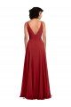 Cheapest Fitted Plunging Deep V-Neck Long Chiffon Bridesmaid Dress with V-Back UK