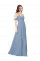 Cheapest Empire Waist Off the Shoulder Chiffon Bridesmaid Dress with Sweetheart Bodice UK
