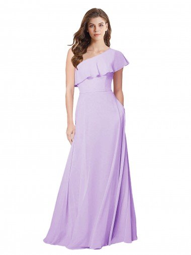 Cheapest Draped One Shoulder Long Chiffon Bridesmaid Dress  UK