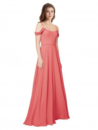 Cheapest Draped Off the Shoulder Straps Chiffon Bridesmaid Dress UK