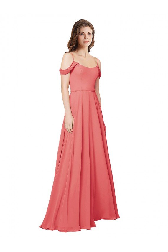 Cheapest Draped Off the Shoulder Straps Chiffon Bridesmaid Dress UK