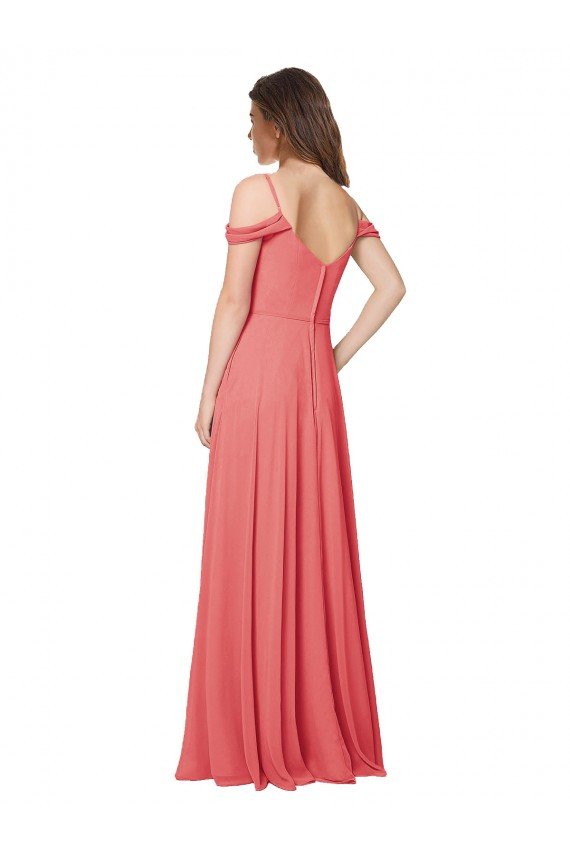 Cheapest Draped Off the Shoulder Straps Chiffon Bridesmaid Dress UK